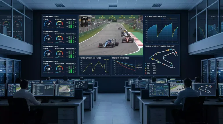 Flux de données en temps réel d'une course de Formule 1 avec analyses prédictives