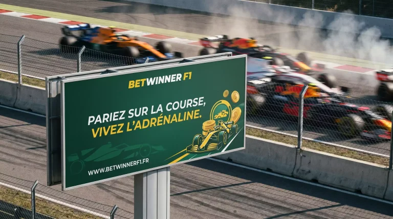 Panneau publicitaire de partenaire officiel de paris sur un circuit de Formule 1