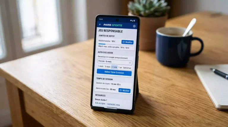 Interface de gestion de limites de mise sur un site de paris sportifs agréé ANJ